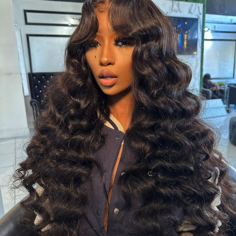 ALIGLOSSY 200 250 Density 13x6 Transparent Lace Front Loose Deep Wave Human Hair Wigs