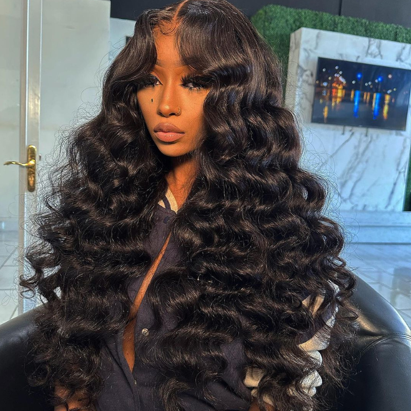 ALIGLOSSY 200 250 Density 13x6 Transparent Lace Front Loose Deep Wave Human Hair Wigs