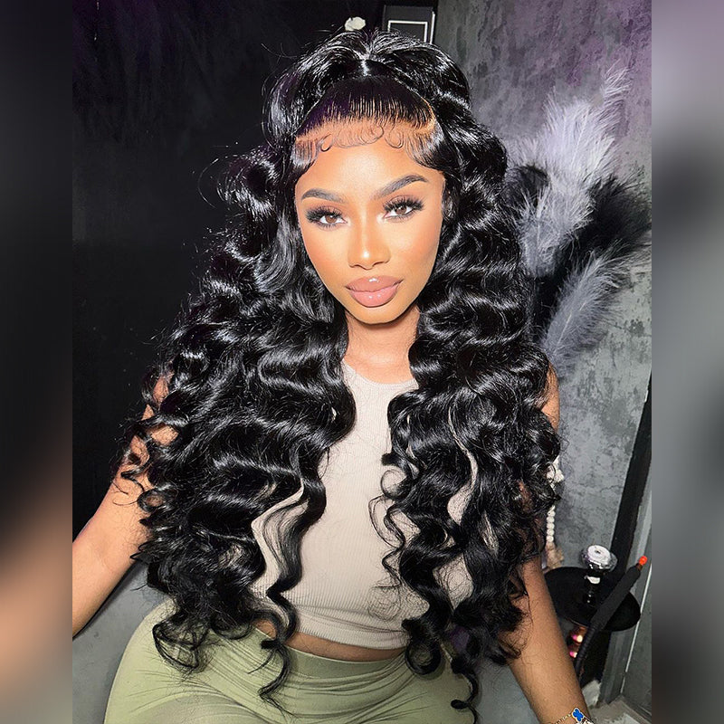 300 Density Wand curls 13x4 Lace Front Loose Deep Wave Human Hair