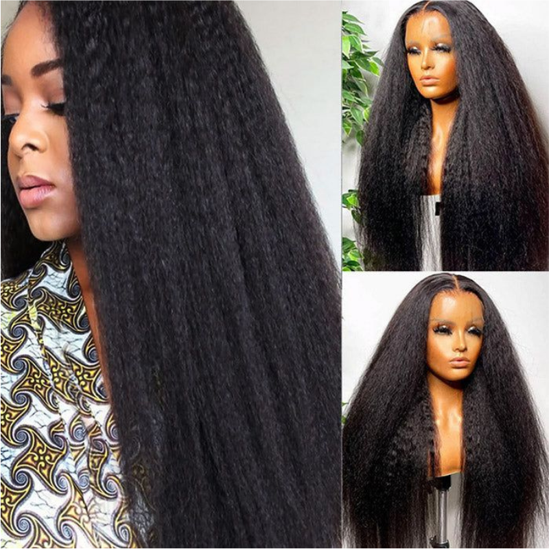 ALIGLOSSY 13x6 13x4 HD Lace Front Kinky Straight Yaki Human Hair Wigs