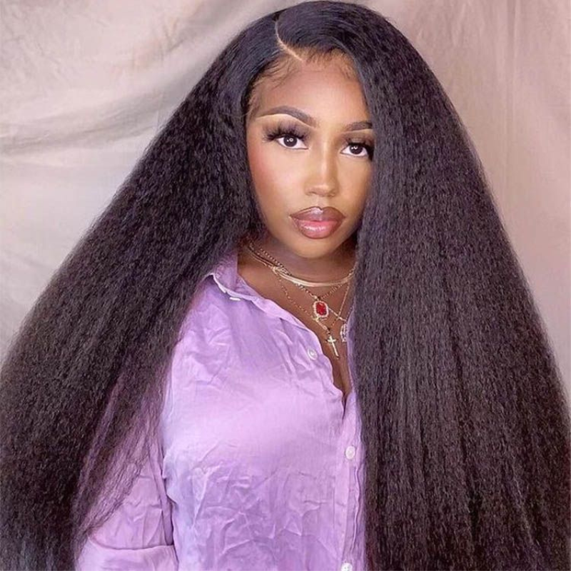 ALIGLOSSY 13x6 13x4 HD Lace Front Kinky Straight Yaki Human Hair Wigs