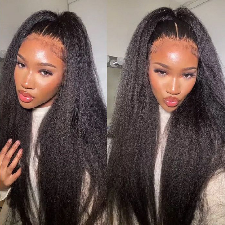 ALIGLOSSY 13x6 13x4 HD Lace Front Kinky Straight Yaki Human Hair Wigs