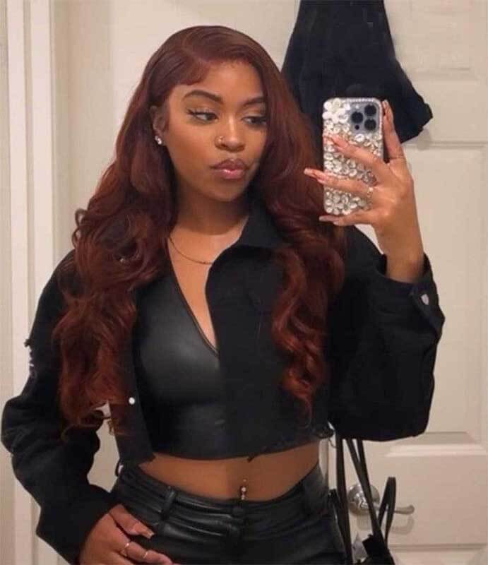 ALIGLOSSY Reddish Brown 13x4 HD Glueless Body Wave Lace Front Wig
