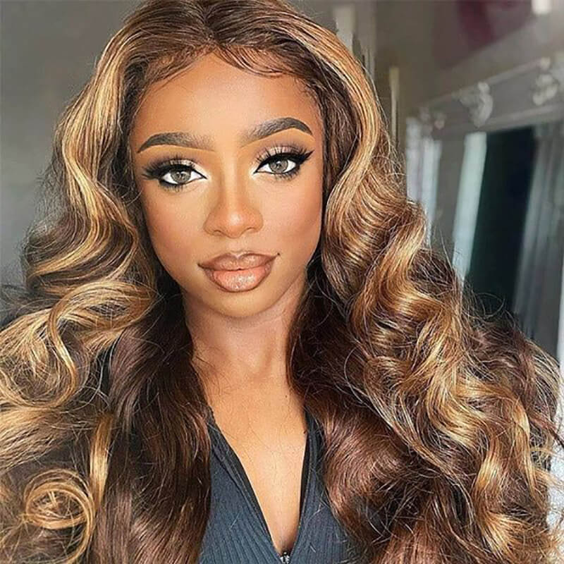 ALIGLOSSY P4/27 Highlight Color 13*6 HD Transparent Body Wave Lace Front Wig 13x4 Lace Human Hair Wigs