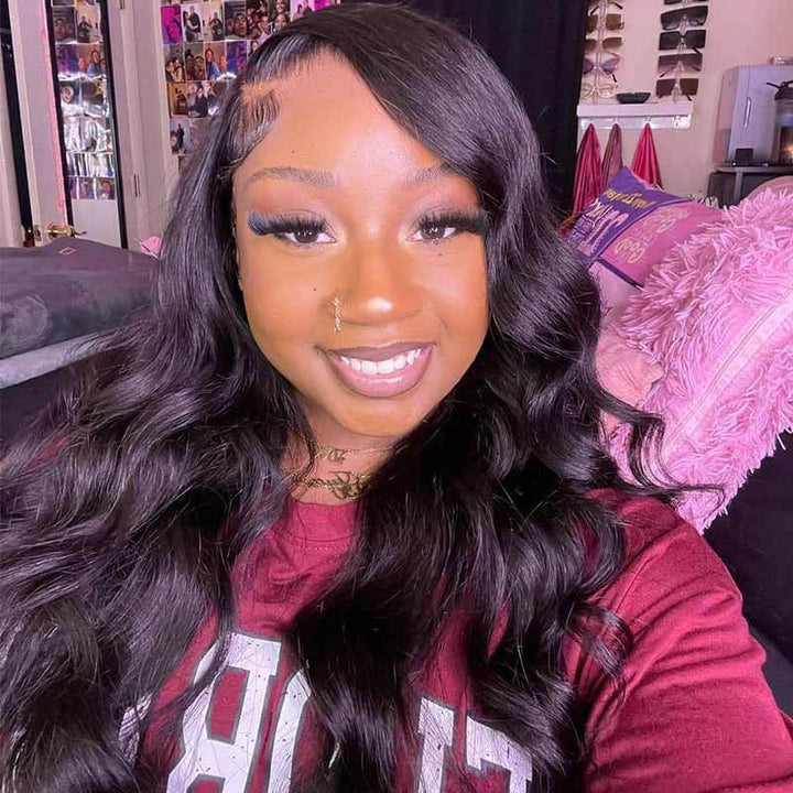 ALIGLOSSY HD Transparent Lace Front Body Wave Wigs Virgin Human Hair