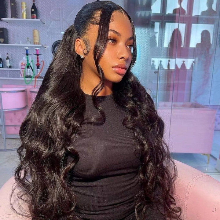 ALIGLOSSY 13x4 4x4 HD Transparent Lace Front Body Wave Wigs Virgin Human Hair