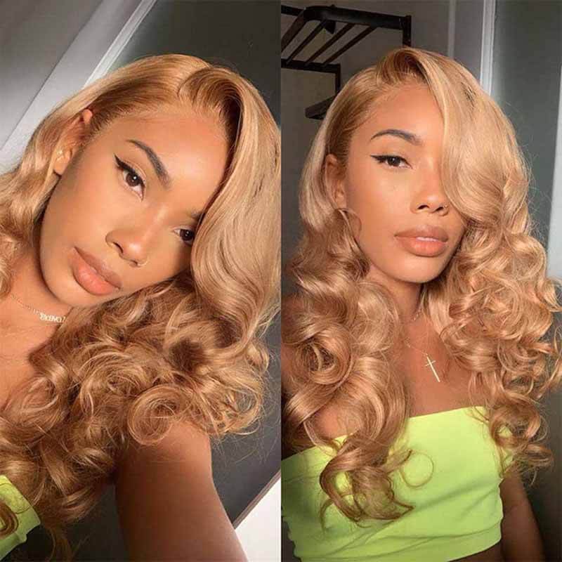 ALIGLOSSY 250 Density Honey Blonde 13x4 Transparent Lace Front Wig