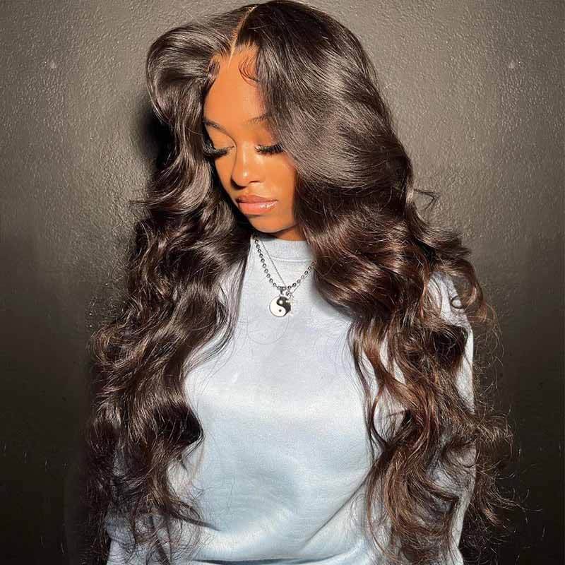 ALIGLOSSY HD Transparent Lace Front Body Wave Wigs Virgin Human Hair