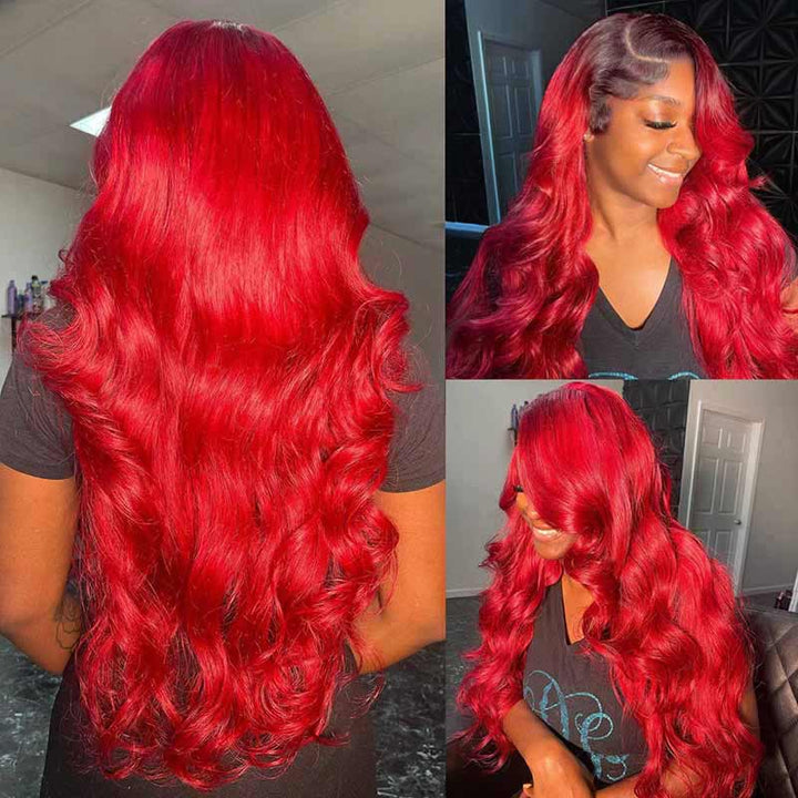 ALIGLOSSY 13x4 Lace Front 180 Density Ombre 1B/Burgundy Body Wave Wig
