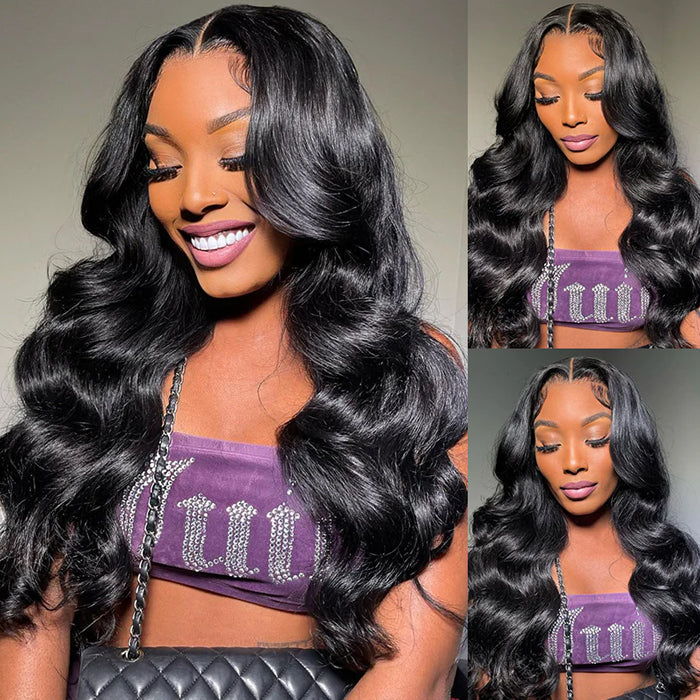 ALIGLOSSY Pre Cut Wear Go Glueless 4x4 5x5 Body Wave Lace Closure Wig