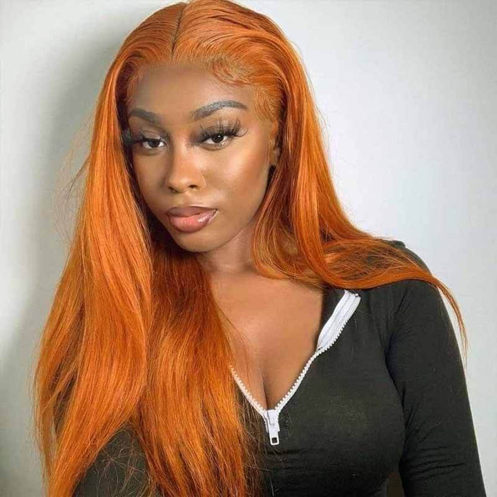 ALIGLOSSY 13X4 Ginger Brazilian Straight Lace Front Human Hair Wig