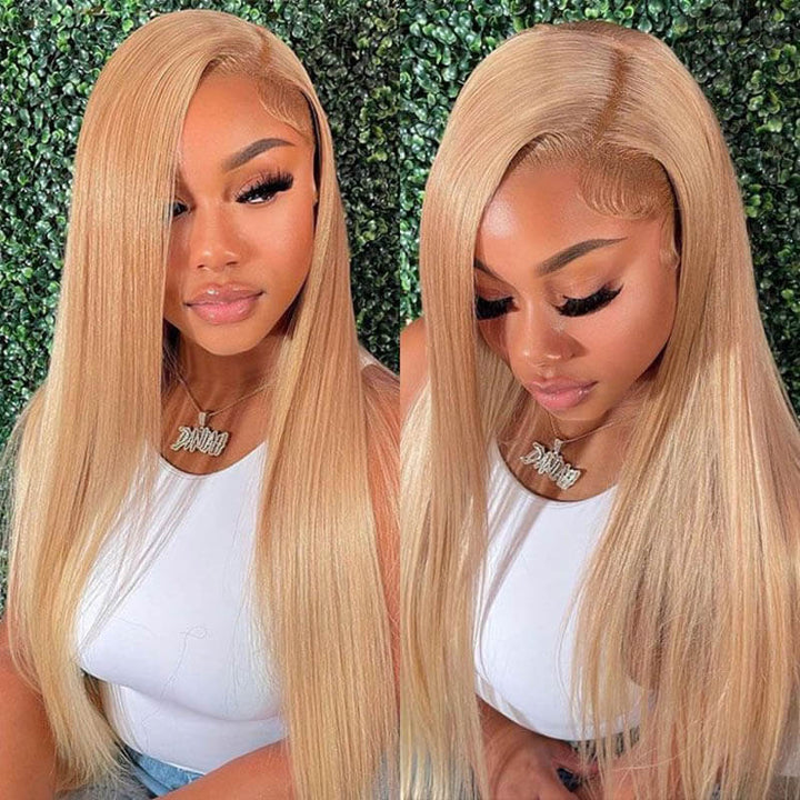 ALIGLOSSY Honey Blonde 27 Color 13x6 HD Transparent Lace Front Wig 13x4 Lace Straight Human Hair Wigs