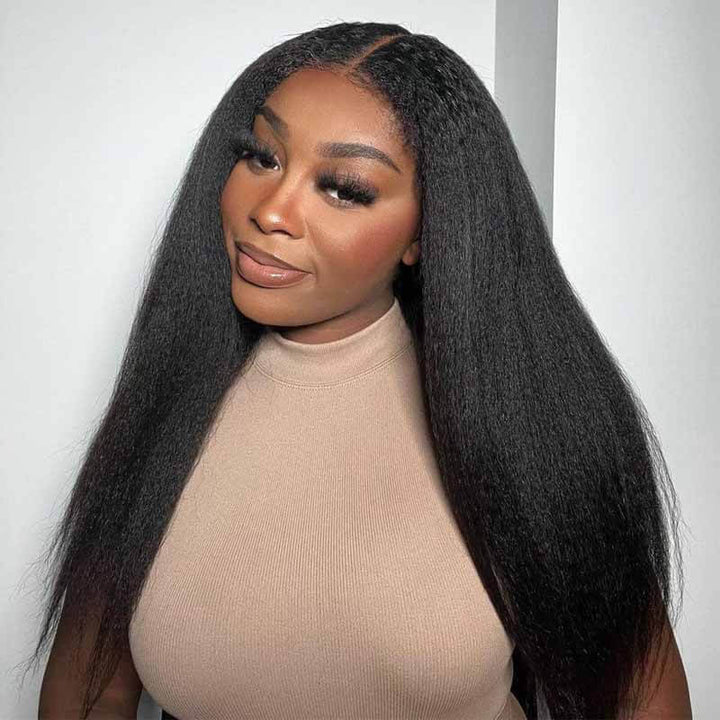 ALIGLOSSY 180 Density 13x4 Kinky Straight HD Lace Front Wig Human Hair