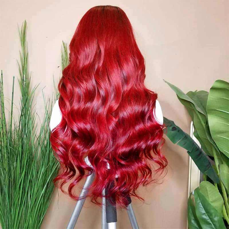 ALIGLOSSY 13x4 Lace Front 180 Density Ombre 1B/Burgundy Body Wave Wig