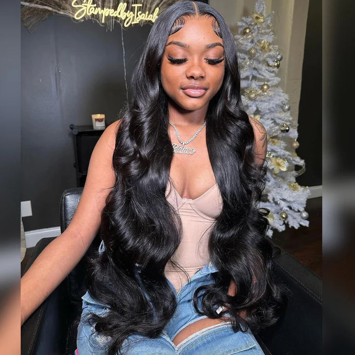 ALIGLOSSY Pre Plucked Bleached Knots Pre Everything 13x4 Lace Front Deep Wave Human Hair Wigs