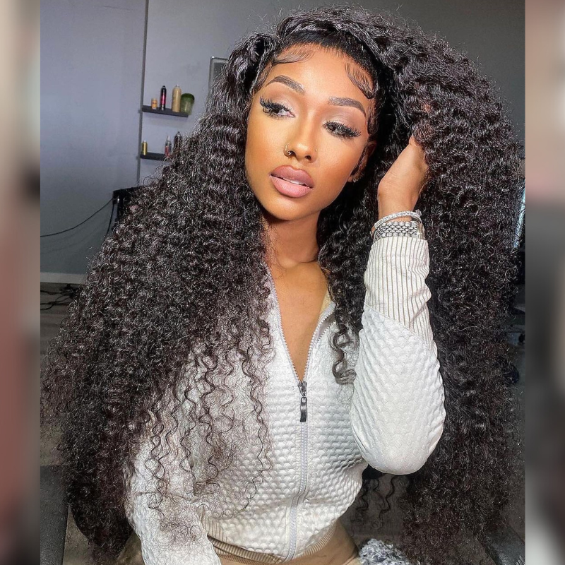 ALIGLOSSY Pre-Everything Pre Cut Pre Plucked Pre Bleached Wear Go Glueless 13X4 Lace Front Curly Hair Wigs