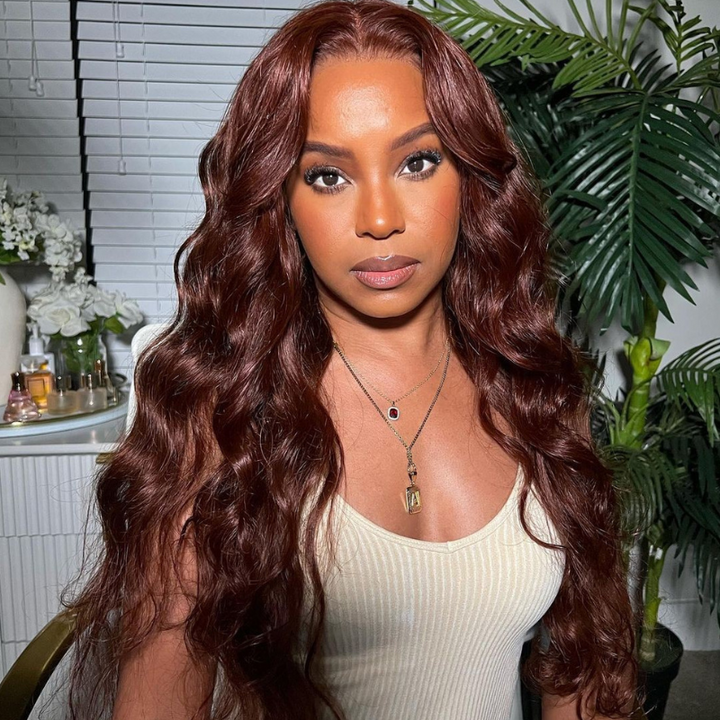 Aliglossy Chocolate Brown Color 13x6 HD Transparent Body Wave Lace Front Wig 13x4 Lace Human Hair Wigs