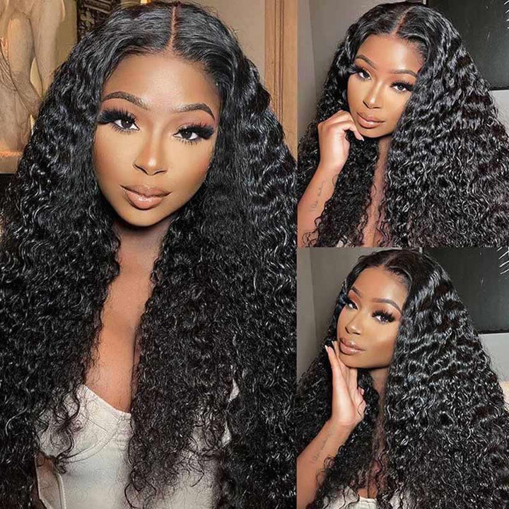 ALIGLOSSY 4x4 13x4 HD Transparent Lace Front Deep Wave Human Hair Wig