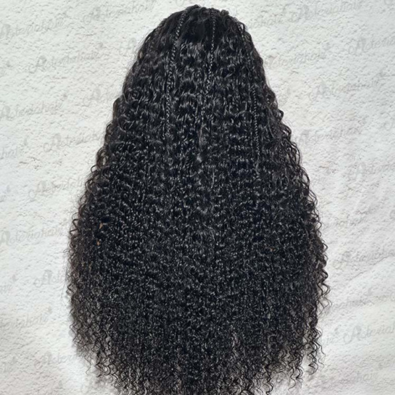 Aliglossy 250% Density Deep Wave Braided Frontal Wig 13x4 13x6 Lace Frontal Human Hair Wigs