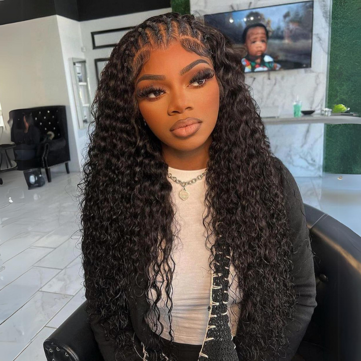 Aliglossy 13x4 13x6 Lace Frontal Braids Wig Deep Wave Human Hair Wigs