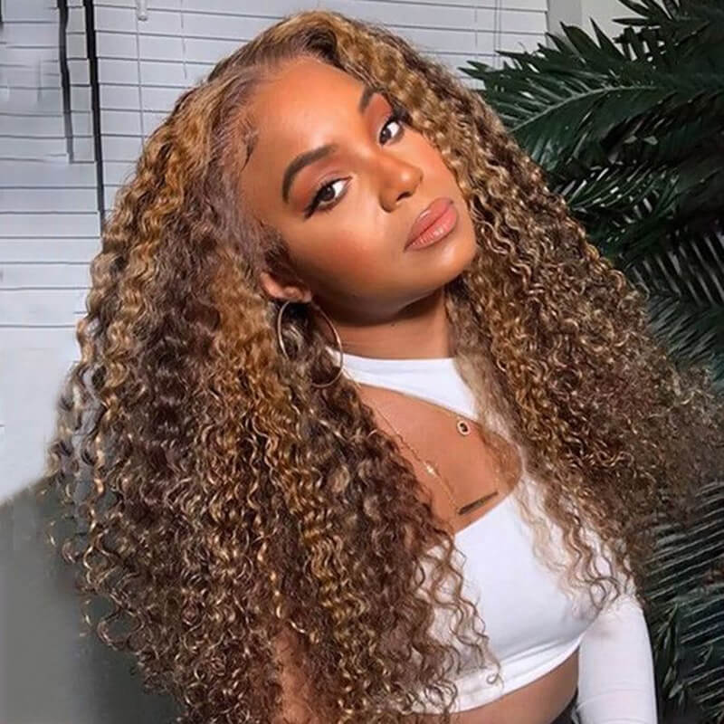 ALIGLOSSY P4/27 Highlight Color 13x6 HD Transparent Deep Wave Lace Front Wig 13x4 Lace Human Hair Wigs