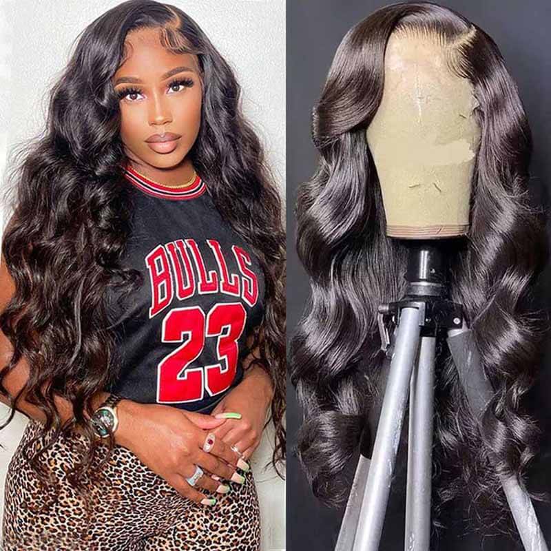 ALIGLOSSY HD Transparent Lace Front Body Wave Wigs Virgin Human Hair