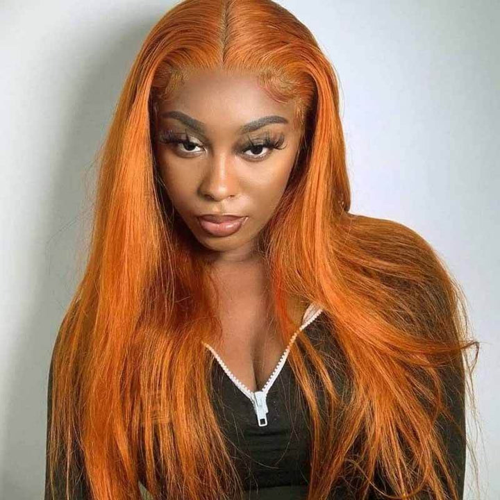 ALIGLOSSY 13X4 Ginger Brazilian Straight Lace Front Human Hair Wig