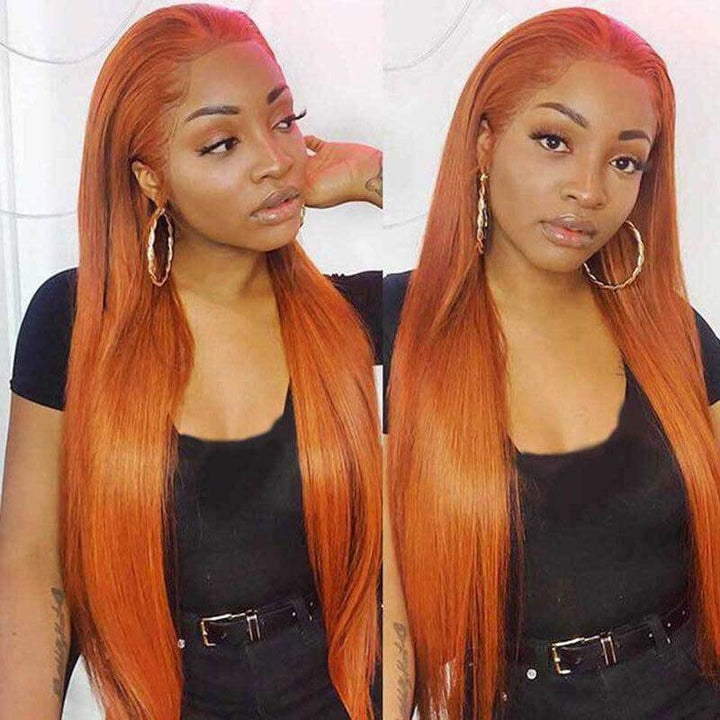 ALIGLOSSY Ginger 13x4 Glueless Straight Lace Front Human Hair Wigs