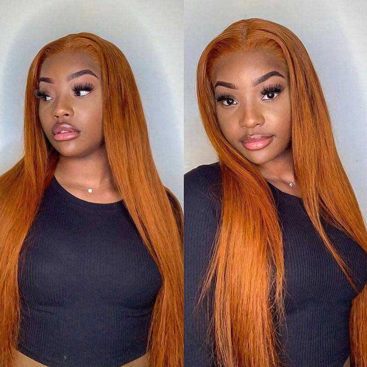 ALIGLOSSY Ginger 13x4 Glueless Straight Lace Front Human Hair Wigs