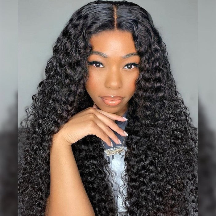 ALIGLOSSY Bye Bye Knots Pre Cut Wear Go Glueless Water Wave Wig 4x4 5x5 Wet And Wavy Curly Human Hair Wig With Pre-Pluck Beginner Friendly