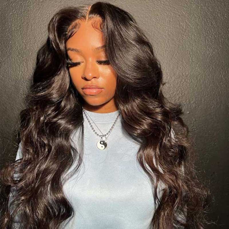 ALIGLOSSY Pre Cut Wear Go Glueless 4x4 5x5 Body Wave Lace Closure Wig