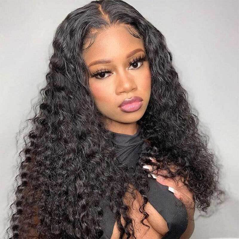 ALIGLOSSY 13x4 Transparent Glueless Water Wave Lace Front Hair Wigs