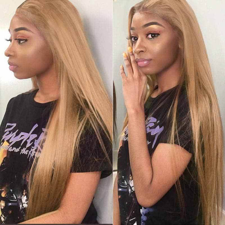 ALIGLOSSY HONEY BLONDE 13x4 HD Transparent Straight Lace Front Wig