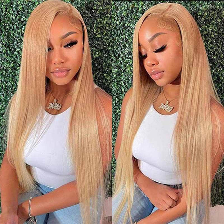 ALIGLOSSY HONEY BLONDE 13x4 HD Transparent Straight Lace Front Wig