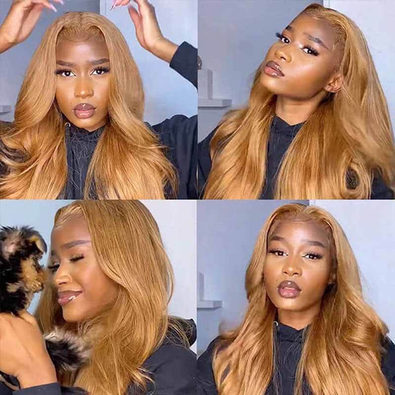 ALIGLOSSY 250 Density Honey Blonde 13x4 Transparent Lace Front Wig