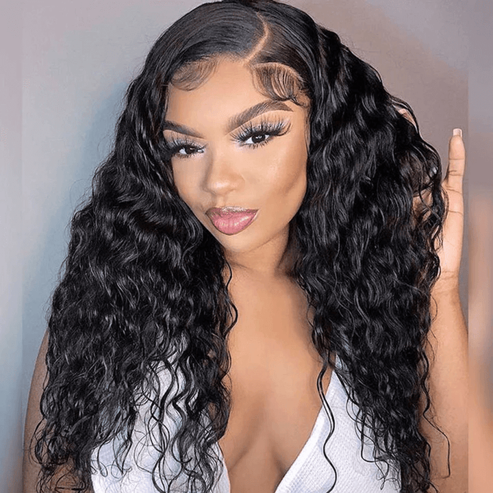 ALIGLOSSY 200 250 Density 13x6 Lace Front Water Wave Human Hair Wigs