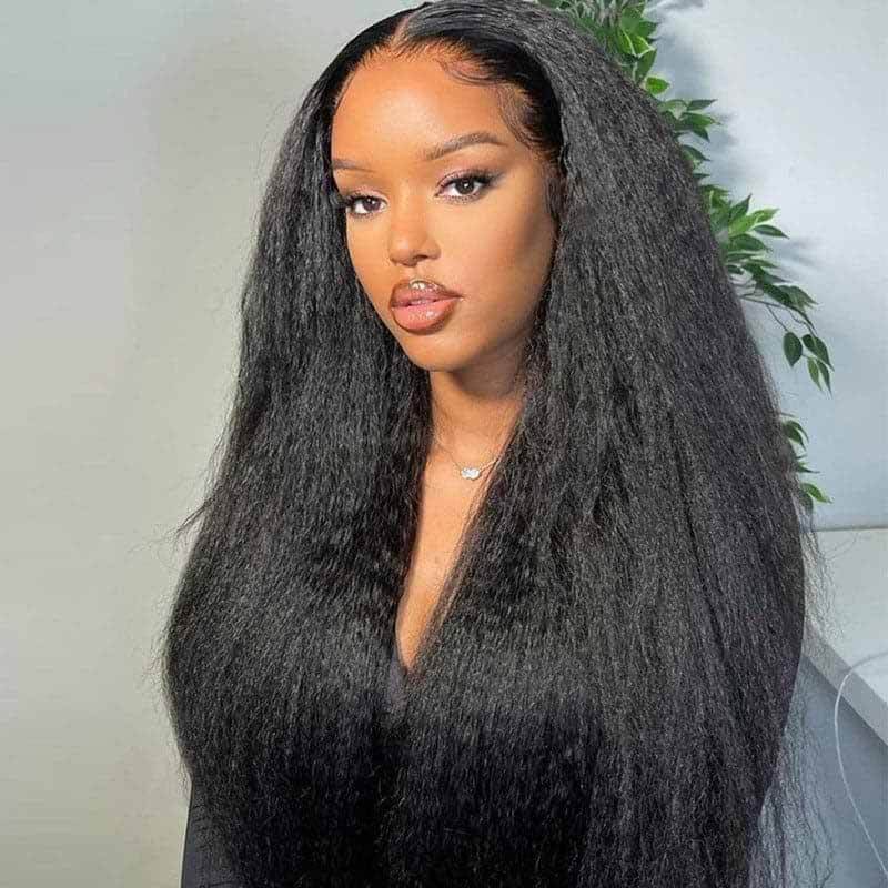 ALIGLOSSY 200% 250% Kinky Straight 13X4 HD Lace Frontal Human Hair Wig