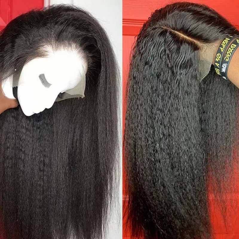 ALIGLOSSY 180 Density 13x4 Kinky Straight HD Lace Front Wig Human Hair
