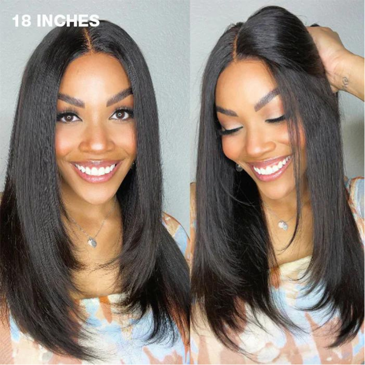 ALIGLOSSY Layered Cut Wig 13x4 HD Transparent Straight Human Hair Wigs