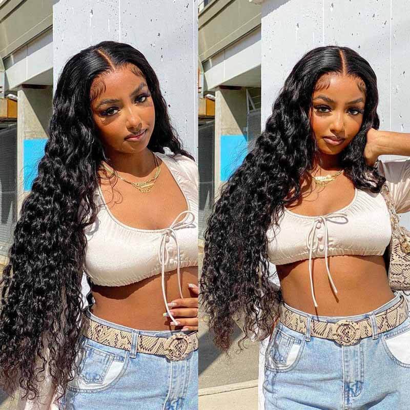 200% 250% Density 13x4 HD Transparent Lace Frontal Loose Deep Wave Wig