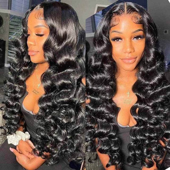 ALIGLOSSY 200% 250% Density Loose Wave 13x4 HD Transparent Lace Wig