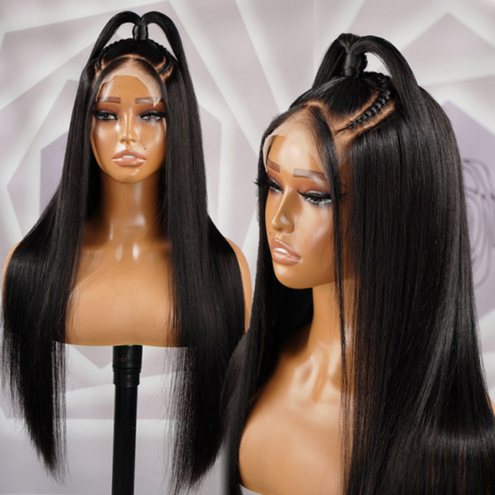Aliglossy 250% Density Pre-styled Half Up Half Down 13x4 13x6 Lace Frontal Straight Hair Wigs