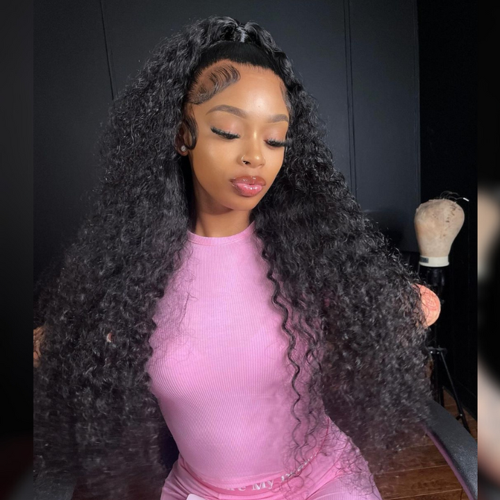 ALIGLOSSY Pre Plucked Pre Everything 250 Density 7x5 13x4 Lace Front Glueless Curly Human Hair Wigs