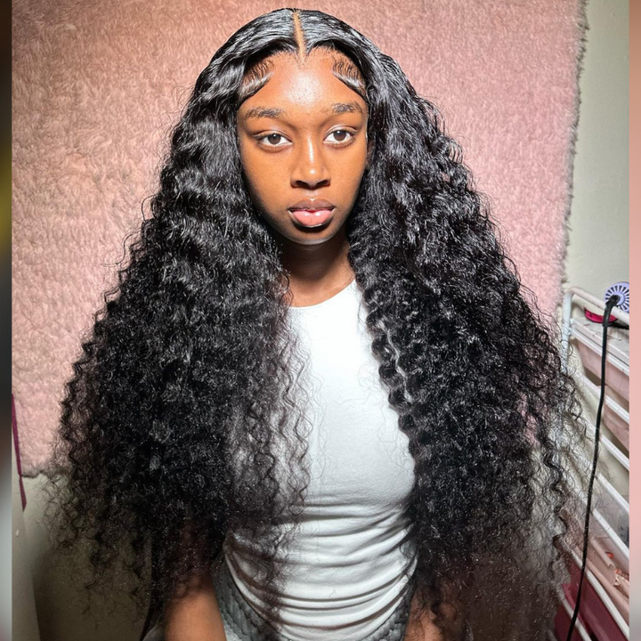 ALIGLOSSY Pre Plucked Bleached Knots Pre Everything 7x5 13x4 Lace Front Deep Wave Human Hair Wigs