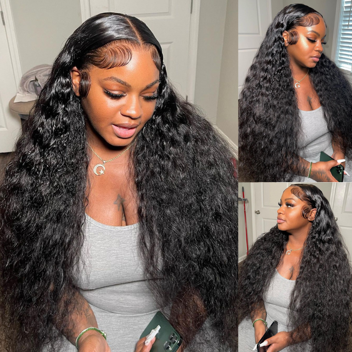 ALIGLOSSY Pre Bleached Pre Plucked Glueless 250 Density 13x4 7x5  Lace Front Wig Wet Wavy Pre Everything Human Hair Wigs