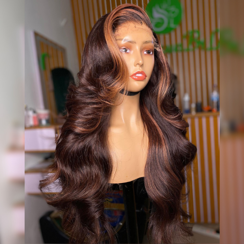 Aliglossy 250 Density Skunk Reddish Brown 13x4 Lace Front Human Hair Wigs