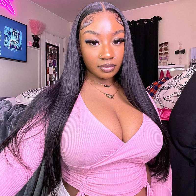 ALIGLOSSY Pre-Plucked 13x4 HD Transparent Straight Lace Frontal Wigs
