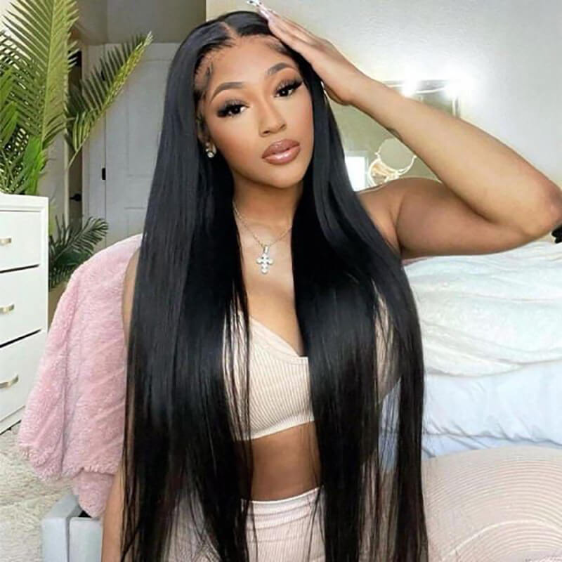 ALIGLOSSY 13x6 HD Transparent Lace Frontal Straight Human Hair Wigs