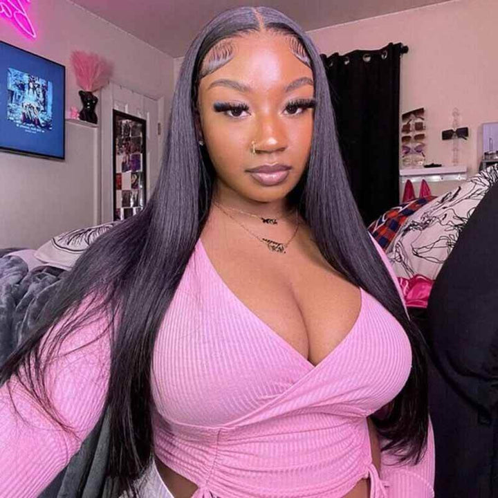 ALIGLOSSY Pre-Plucked 13x4 HD Transparent Straight Lace Frontal Wigs