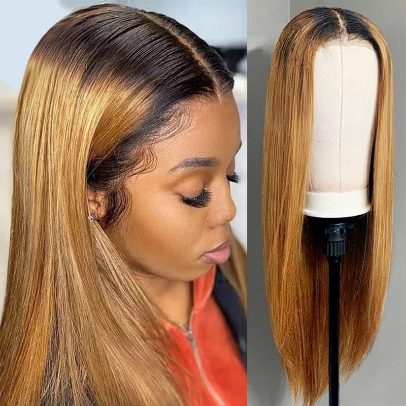 ALIGLOSSY Ombre Brown 1B/27 1B/30 Colored Hair 13x6 HD Lace Front Wig